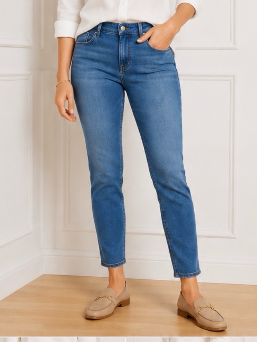 Talbots Slim Ankle Jeans Women's Size 10 Medium Wash Classic Stretch Denim